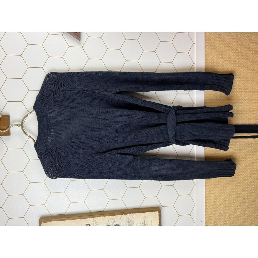 J.Crew Navy 100% Cotton Ribbed Wooden Button Cardigan - Size - Small - Picture 2 of 6